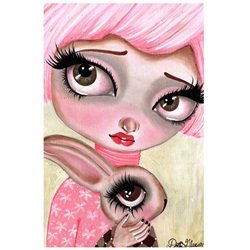 A Precious Love by Dottie Gleason Girl with Bunny Pink Art Print