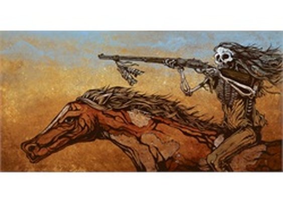 On The Warpath by David Lozeau Skeleton Indian Canvas Art Giclee Print