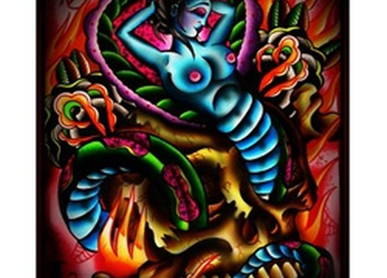 Charmed by Ryan Downie Mermaid Siren Tattoo Artwork Canvas Art Print
