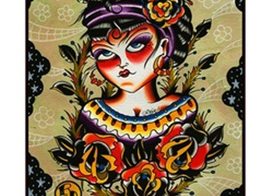 Por Vida by Ryan Downie Tattooed Mexican Woman Tattoo Canvas Art Print