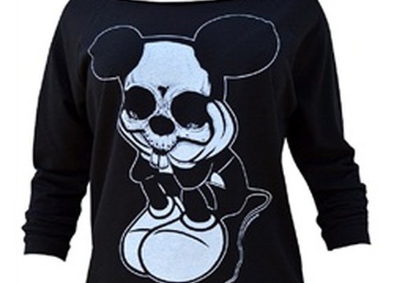 Juniors Sad Mouse Josh Stebbins Unfinished Oversized Black Sweatshirt