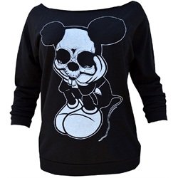 Juniors Sad Mouse Josh Stebbins Unfinished Oversized Black Sweatshirt