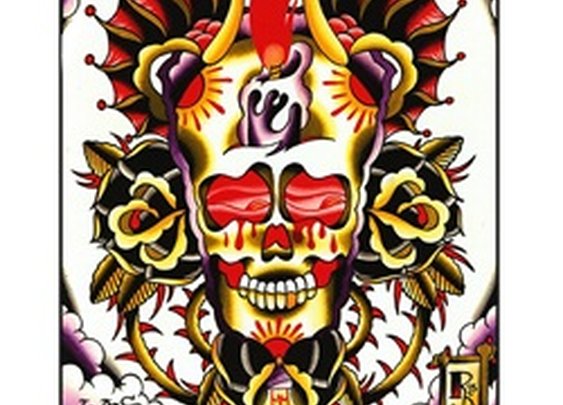 Midnight Oil by Ryan Downie Candle Sugar Skull Tattoo Canvas Art Print