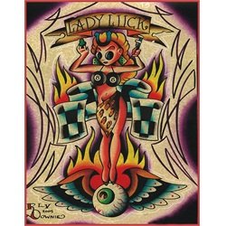 Lady Luck by Ryan Downie Eight Ball Racing Tattoo Canvas Art Print
