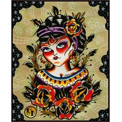 Por Vida by Ryan Downie Tattooed Mexican Woman Tattoo Canvas Art Print