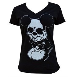 Womens Sad Mouse by Josh Stebbins Gothic Skeleton Black T Shirt