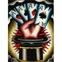 Hat Trick Ryan Downie Rockabilly 4 Aces Magic Tattoo Canvas Art Print