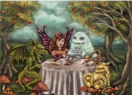 Monster Party by Diana Levin Fairy Fantasy Tea Party Canvas Art Print