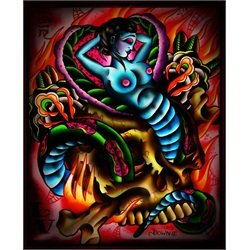 Charmed by Ryan Downie Mermaid Siren Tattoo Artwork Canvas Art Print