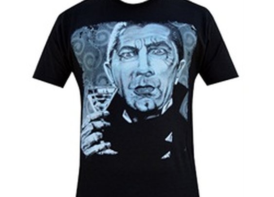 Mens I Never Drink Wine by Mike Bell Dracula Cocktail Black T Shirt