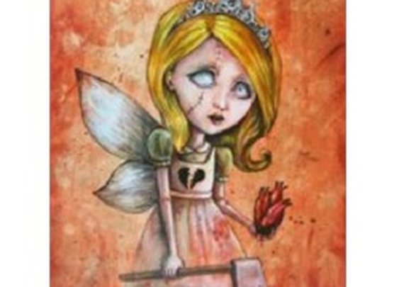 Love Hurts by Diana Levin Goth Fairy Girl with Axe Canvas Art Print