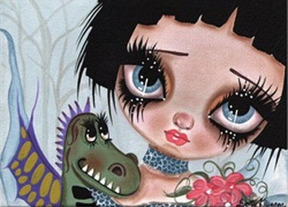 Fairies & Dragons No 3 by Dottie Gleason Fairytale Canvas Art Print