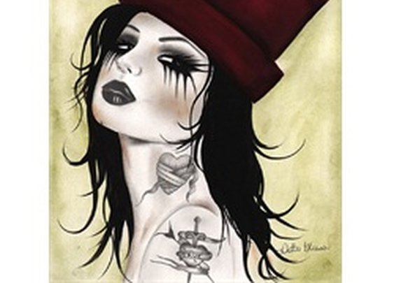 Kyle by Dottie Gleason Burlesque Woman w Red Top Hat Canvas Art Print