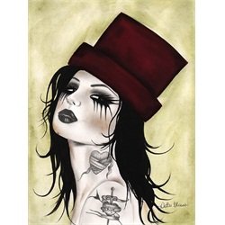 Kyle by Dottie Gleason Burlesque Woman w Red Top Hat Canvas Art Print