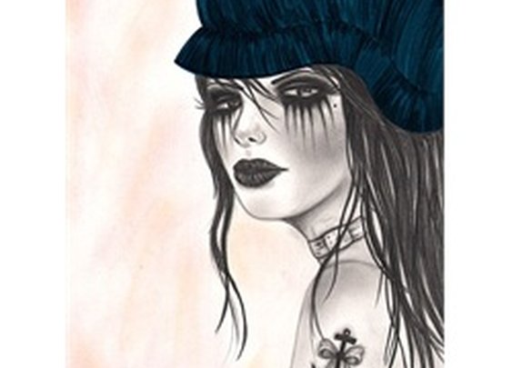 Bella by Dottie Gleason Tattooed Rocker Pin-up Girl Canvas Art Print