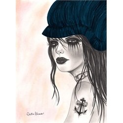 Bella by Dottie Gleason Tattooed Rocker Pin-up Girl Canvas Art Print