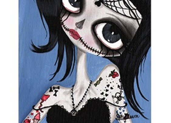 Bette by Dottie Gleason Gothic Tattooed Spider Girl Canvas Art Print