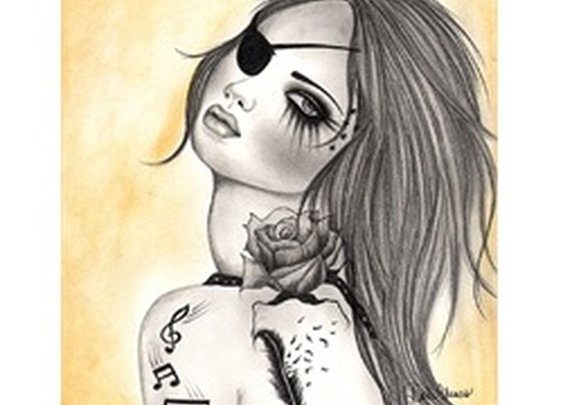 Acantha by Dottie Gleason Rocker Girl w Patch Tattoo Canvas Art Print