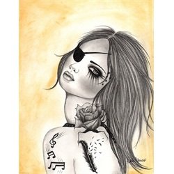 Acantha by Dottie Gleason Rocker Girl w Patch Tattoo Canvas Art Print