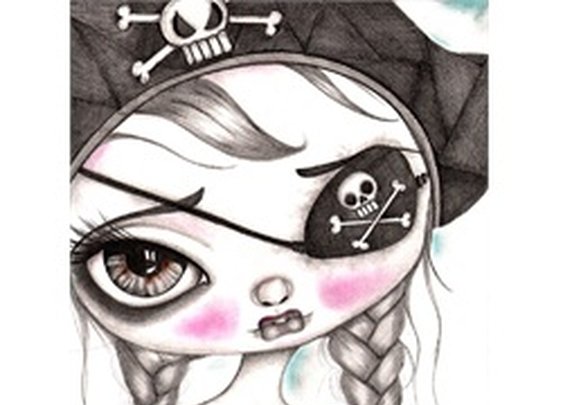Keira the Pirate Girl by Dottie Gleason Tattoo Canvas Giclee Art Print