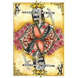 King by Gabe Londis Sugar Skull Poker Cards Tattoo Canvas Art Print