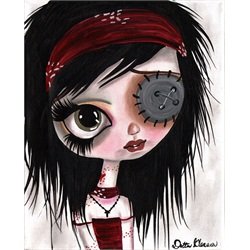 Rock Girls No. 3 by Dottie Gleason Button-eyed Girl Canvas Art Print