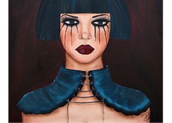 Adrina by Dottie Gleason Gothic Crying Warrior Woman Canvas Art Print