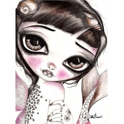 Thalia the Mermaid by Dottie Gleason Tattooed Girl Canvas Art Print