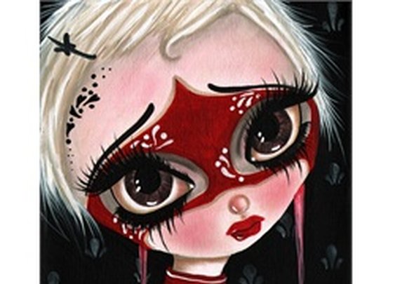 Promise by Dottie Gleason Goth Masked Girl Tattoo Canvas Art Print