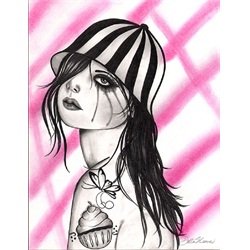 Demi by Dottie Gleason Pin-up Girl w Cupcake Tattoo Canvas Art Print