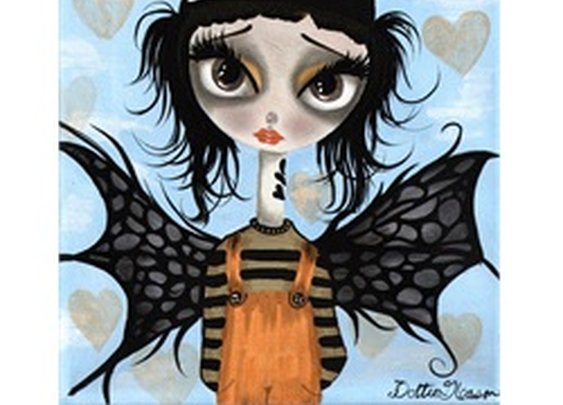 Believe No 2 by Dottie Gleason Bat Girl w Mouse Ears Canvas Art Print
