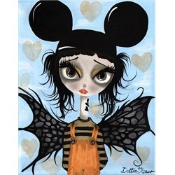 Believe No 2 by Dottie Gleason Bat Girl w Mouse Ears Canvas Art Print