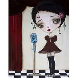Little Performer by Dottie Gleason Goth Singing Girl Canvas Art Print
