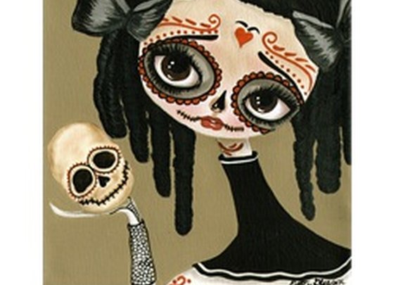 Skull in Hand by Dottie Gleason Sugar Skull Girl Canvas Fine Art Print
