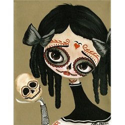 Skull in Hand by Dottie Gleason Sugar Skull Girl Canvas Fine Art Print