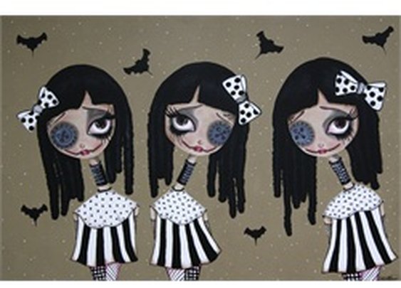 Stitches & Buttons by Dottie Gleason Three Goth Girls Canvas Art Print