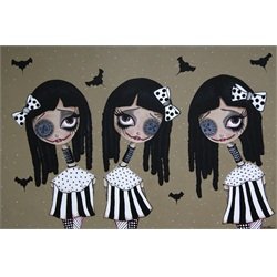 Stitches & Buttons by Dottie Gleason Three Goth Girls Canvas Art Print