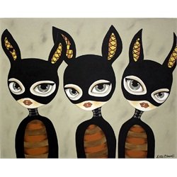 Three of a Kind by Dottie Gleason Masked Girls Canvas Fine Art Print