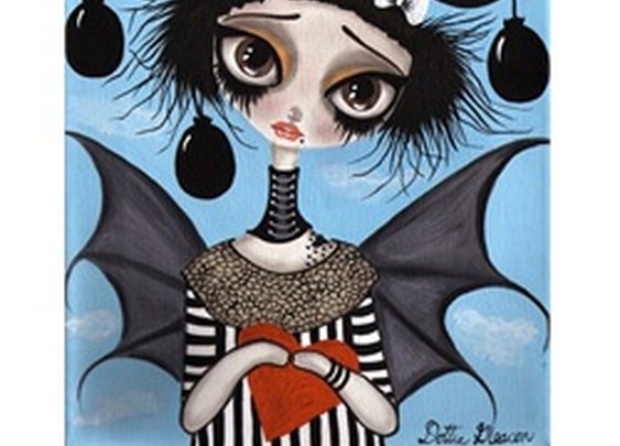 Believe No 1 by Dottie Gleason Bat Girl w Mouse Ears Canvas Art Print