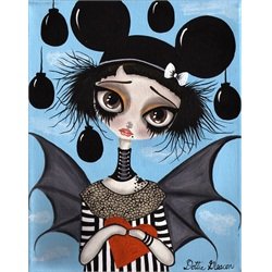 Believe No 1 by Dottie Gleason Bat Girl w Mouse Ears Canvas Art Print