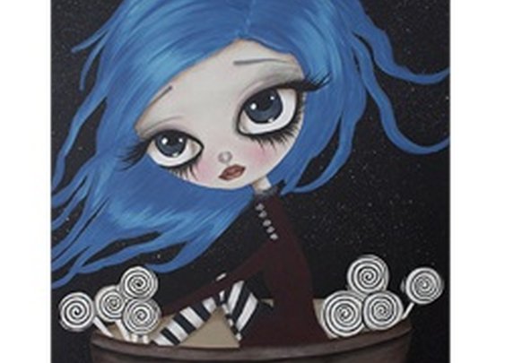 Daydreaming & Lollipops by Dottie Gleason Gothic Girl Canvas Art Print