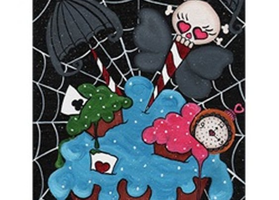 Dotties Spiderweb by Dottie Gleason Skull Cupcake Canvas Art Print