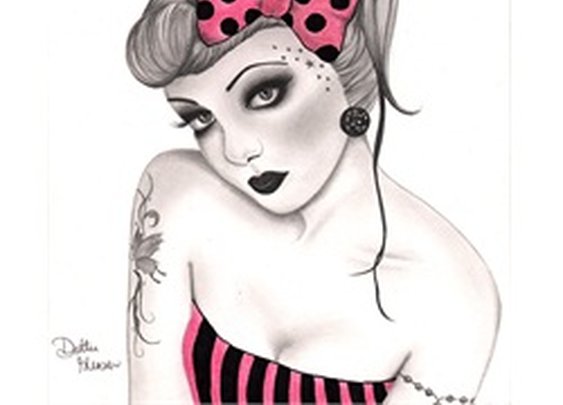 Alix by Dottie Gleason Tattooed Pin-up Girl Canvas Giclee Art Print
