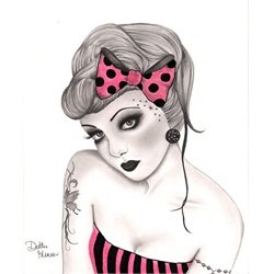 Alix by Dottie Gleason Tattooed Pin-up Girl Canvas Giclee Art Print