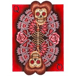 Queen by Gabe Londis Sugar Skull Poker Playing Card Canvas Art Print