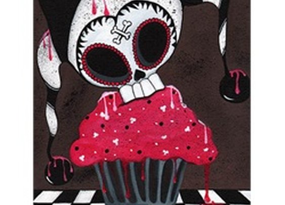 Happy Birthday by Dottie Gleason Gothic Punk Cupcake Canvas Art Print