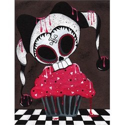 Happy Birthday by Dottie Gleason Gothic Punk Cupcake Canvas Art Print