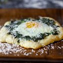 spinach and egg pizzettes | smitten kitchen