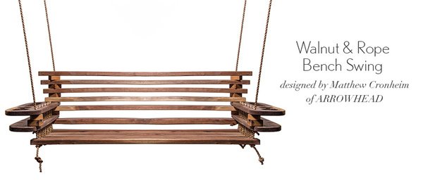 Walnut & Rope Bench Swing | Gentlemint