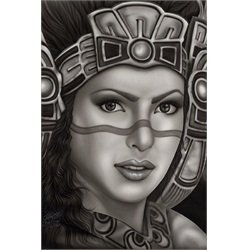 Aztec Princess by Big Ceeze Mexican Woman w Headdress Tattoo Art Print